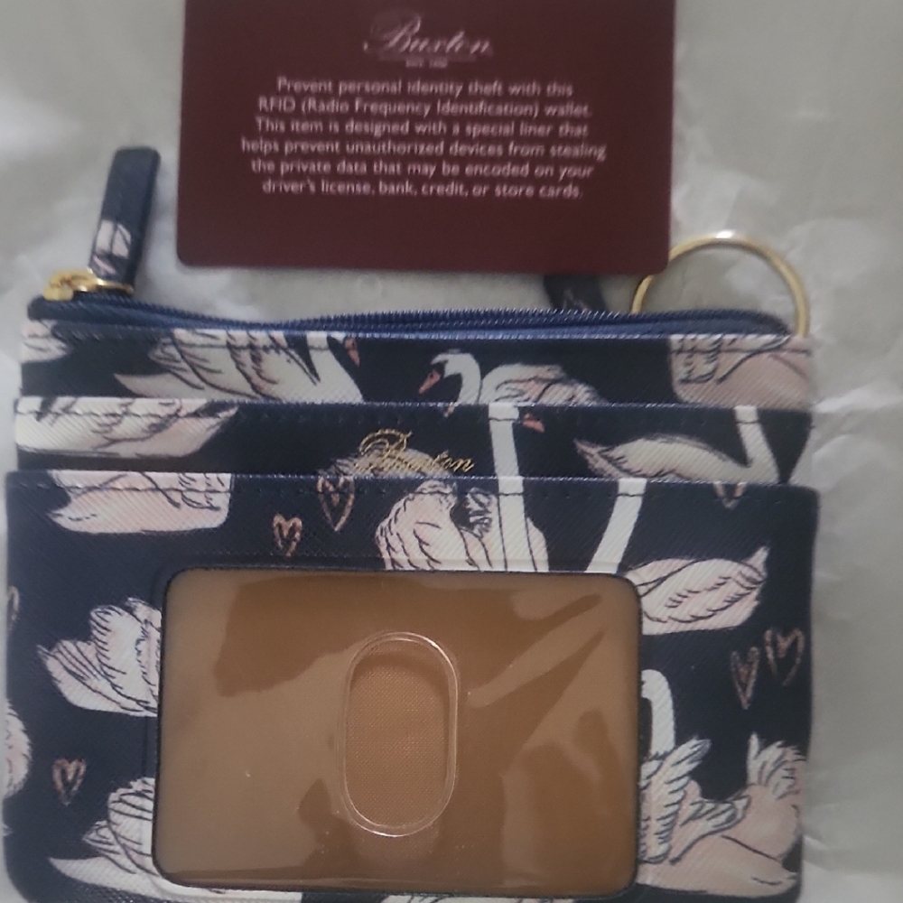 Buxton Blue and White Swan RFID Wallet